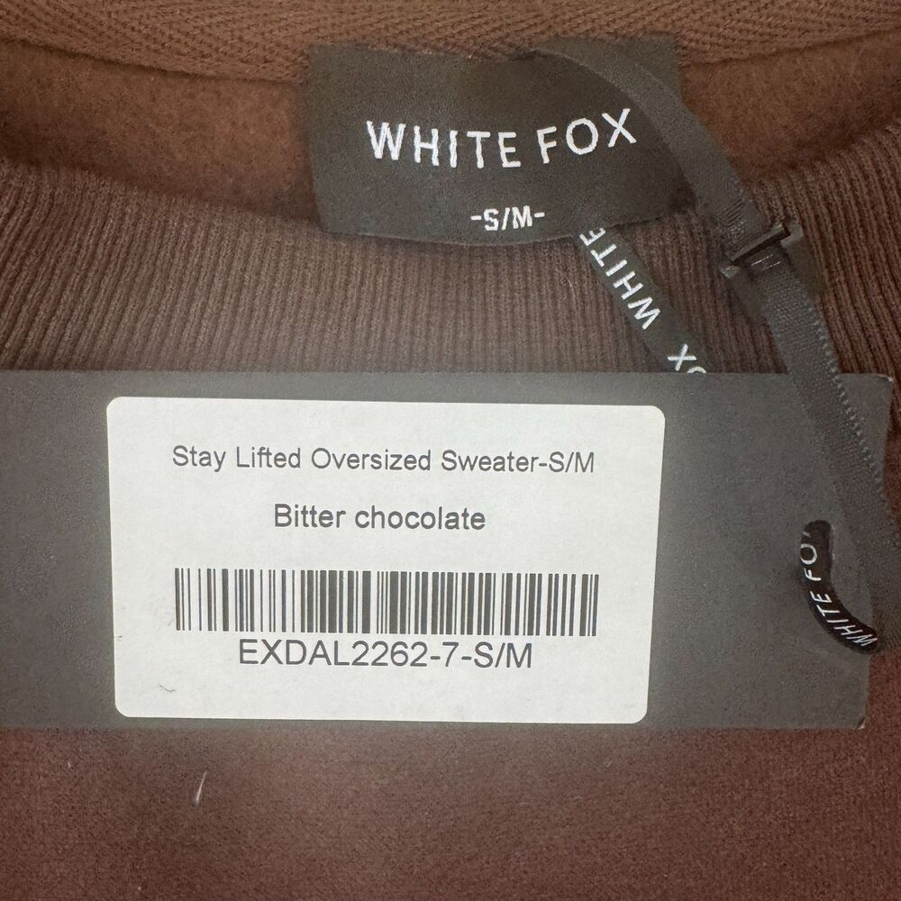 NWT* White Fox Stay Lifted Oversized Sweatshirt in Bitter Chocolate - S/M - Picture 4 of 8